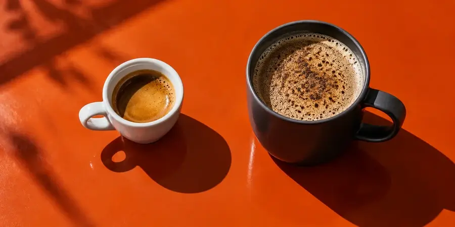 Filiżanka espresso obok kubka kawy grzybowej