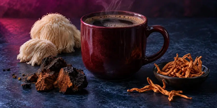 Kubek mushroom coffee z owocnikami grzybów funkcjonalnych